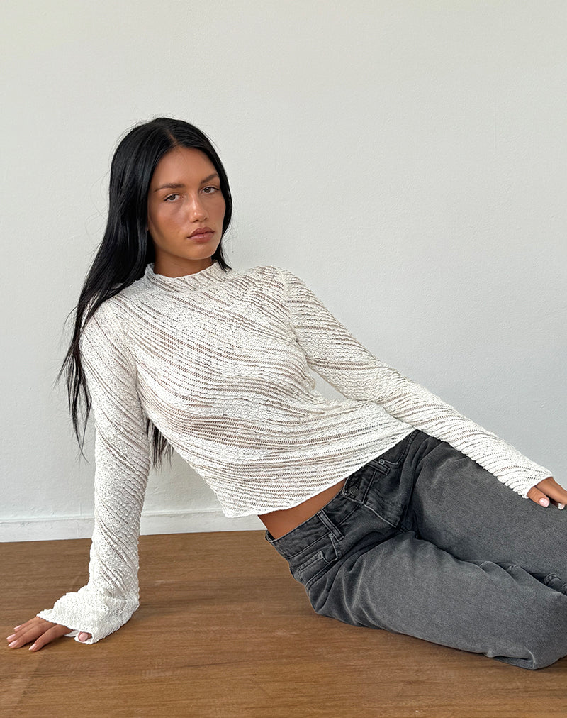 Image of Kittie Langärmeliges Top in strukturiertem Elfenbein