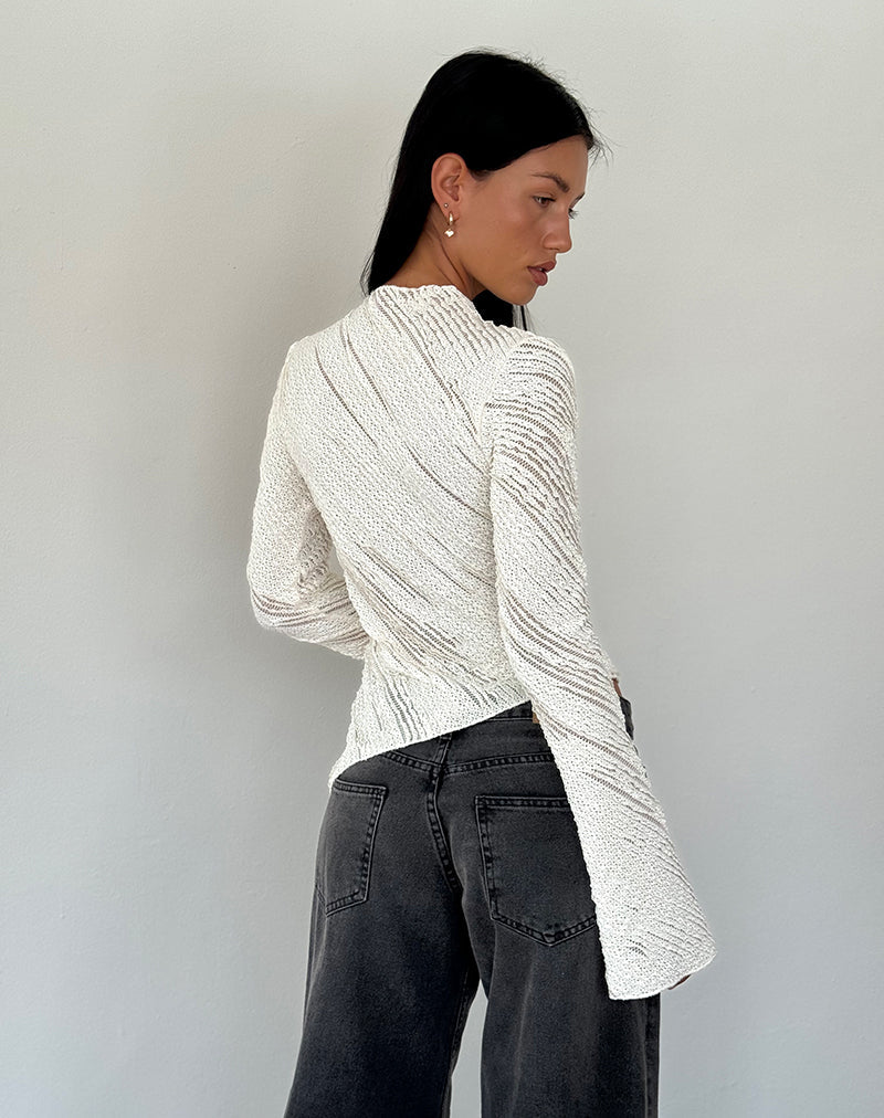 Image of Kittie Langärmeliges Top in strukturiertem Elfenbein