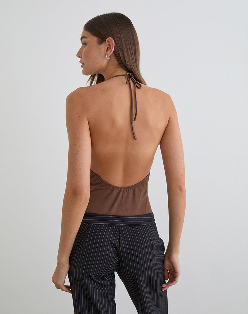 Bild des Kitty Deep Plunge Bodysuits in Kakao