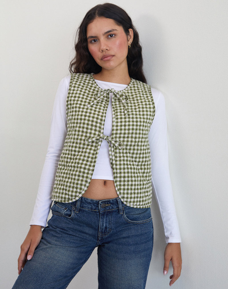 Kitza Weste in Olive Gingham