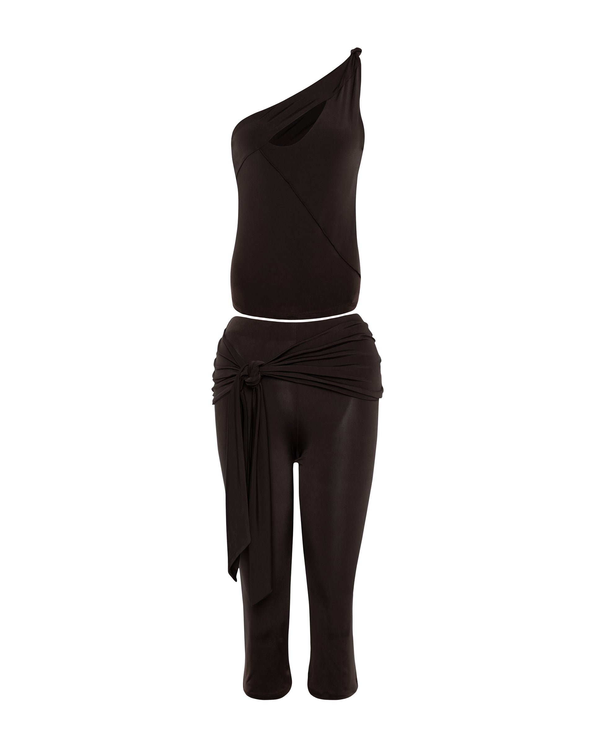 Image of Effy Capri-Hose mit Wickel-Bund in Mocca