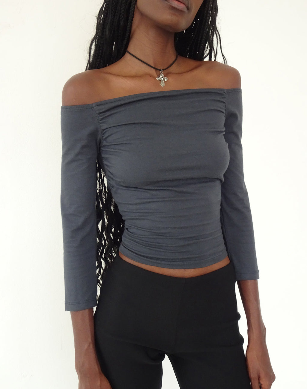 Koby Schulternahes Bardot-Top in Ocean Storm