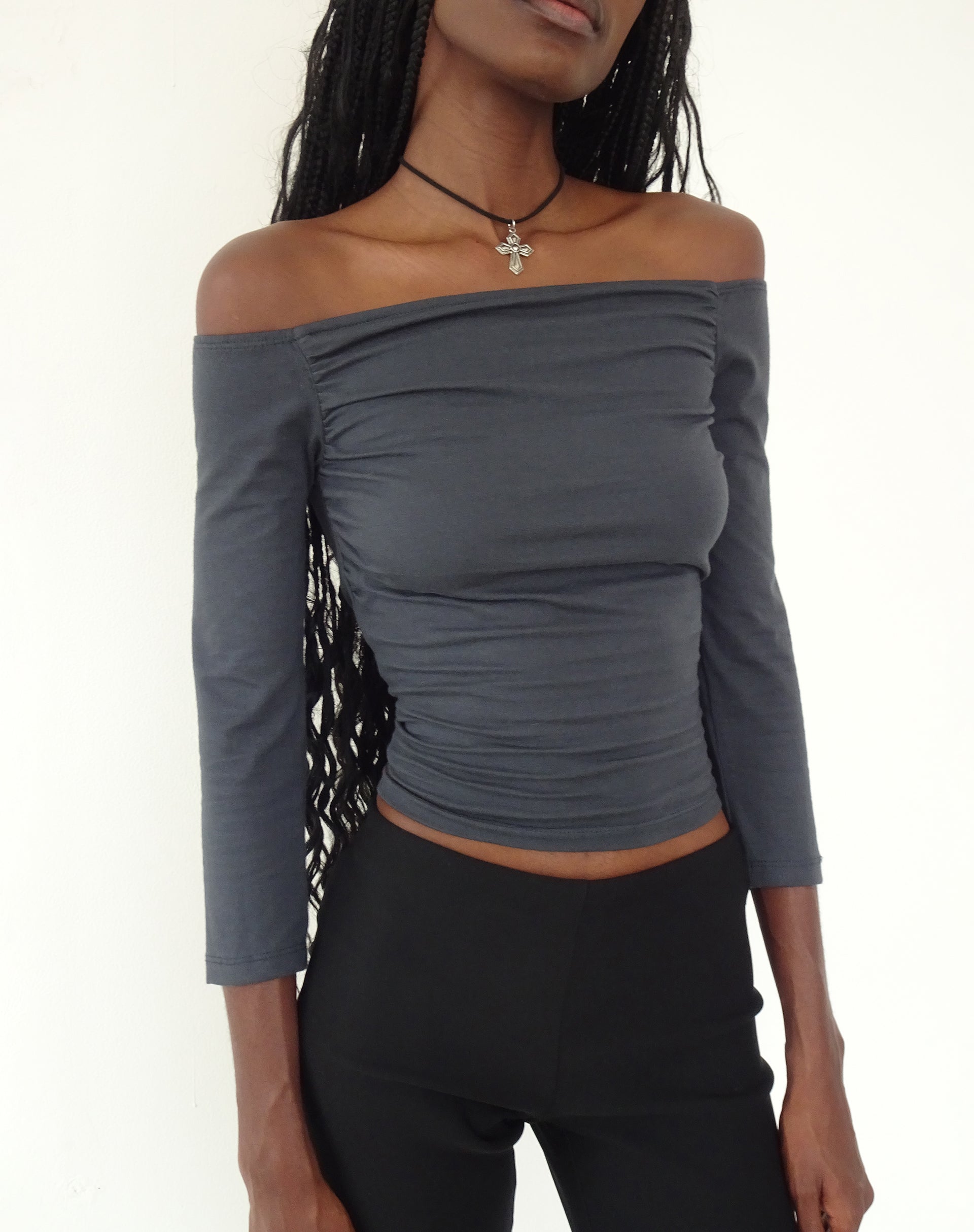 Bild von Koby Off Shoulder Bardot Top in Ocean Storm