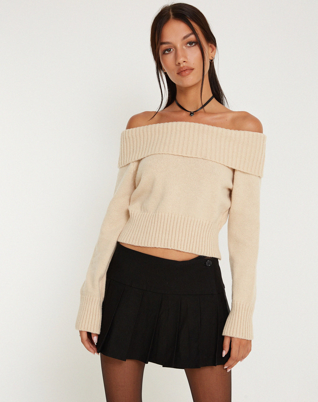 Koriya Bardot Top in Birke Creme