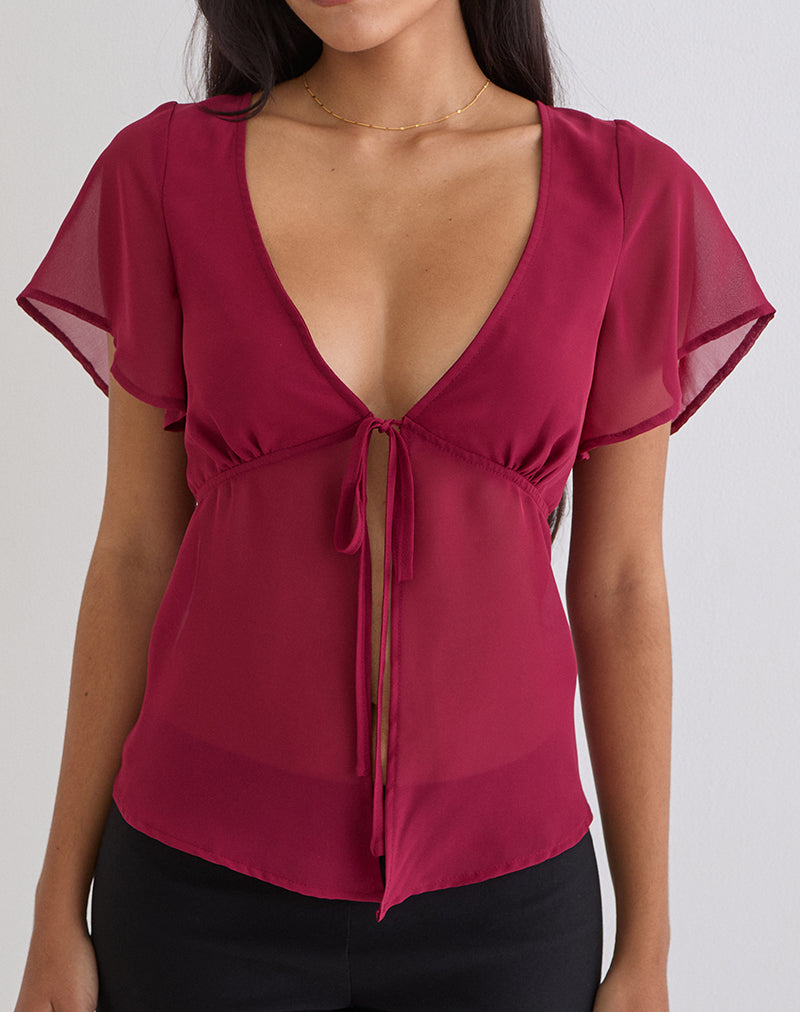 Kota Chiffonbluse in Burgunderrot