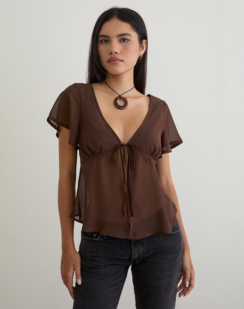 Image of Kota Chiffon Blusenoberteil in Braun