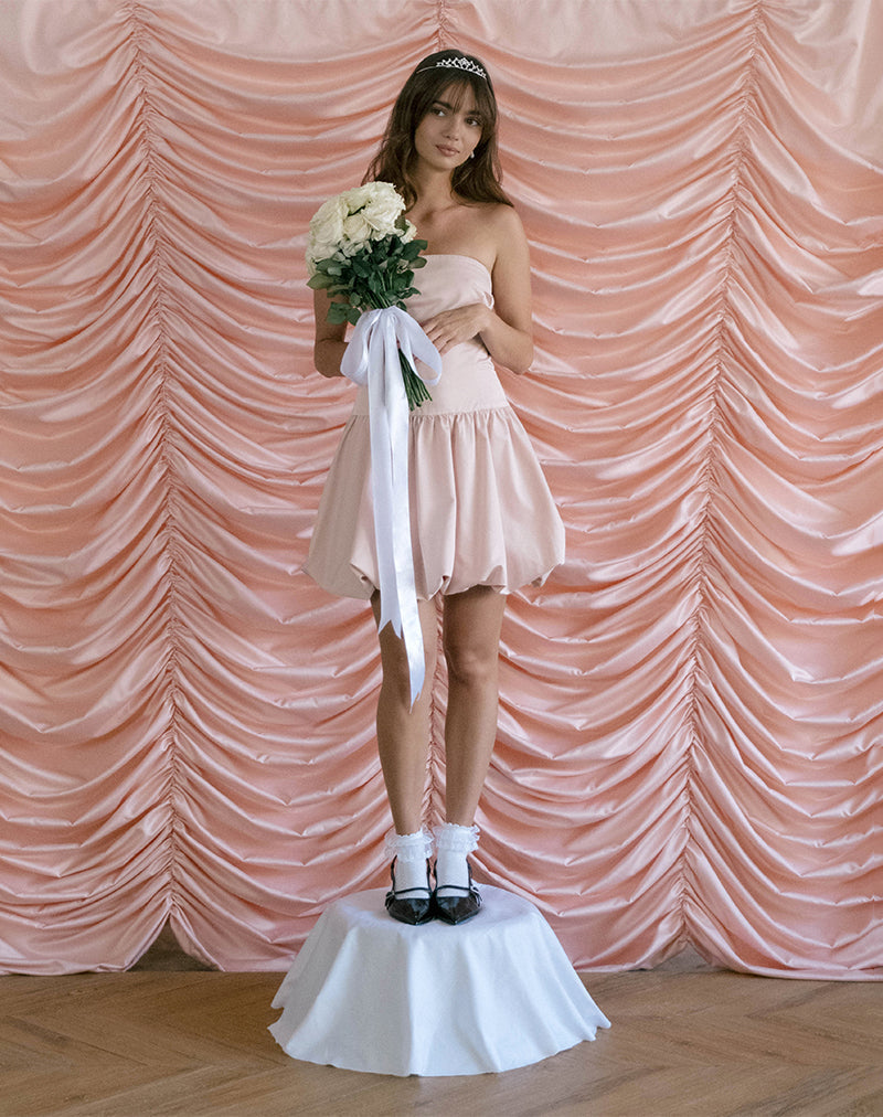 Bild von Krayofa Puffball Mini Dress in Baby Pink