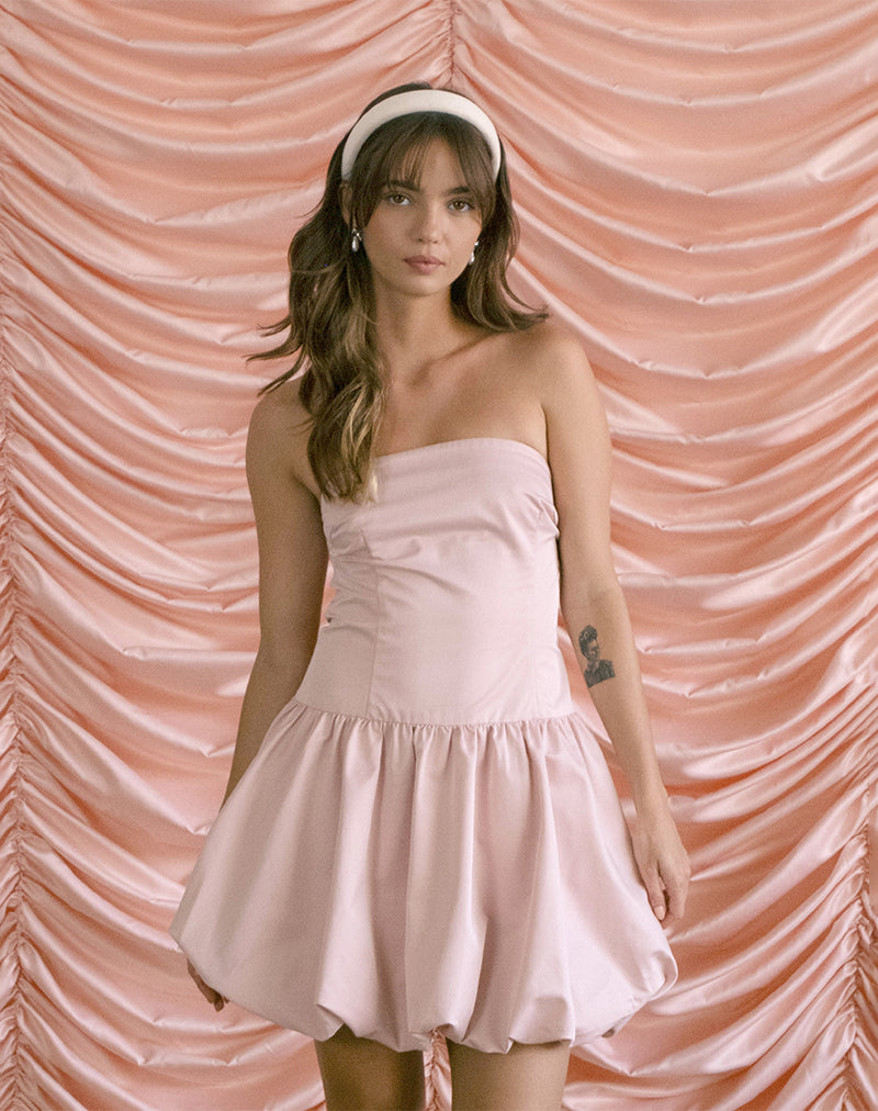 Krayofa Puffball-Minikleid in Babyrosa