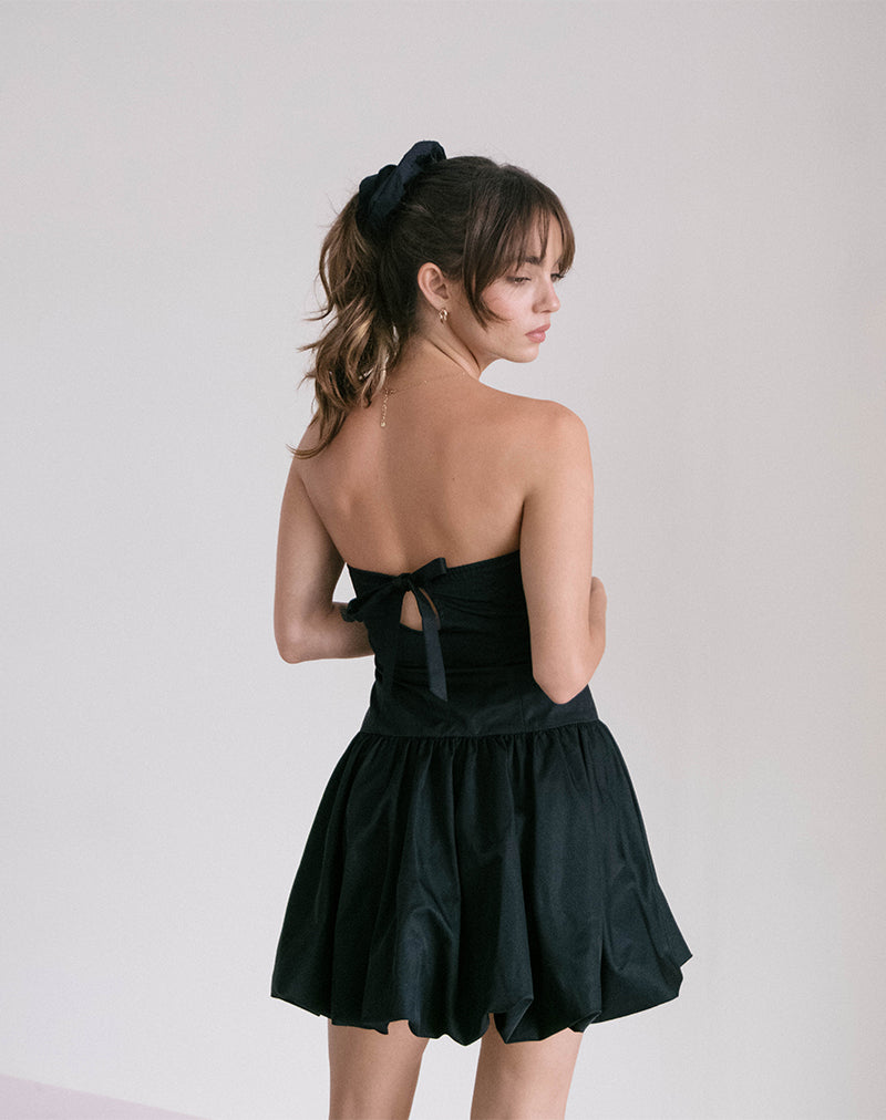 Krayofa Puffball-Minikleid in Schwarz