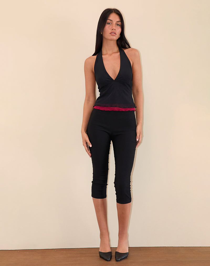 Image of Kubra Neckholder-Top aus Mesh Schwarz und Rot