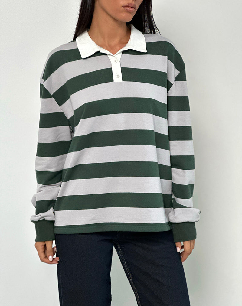 Image of Kumara Rugby Shirt in Grün, Khaki und Weiß
