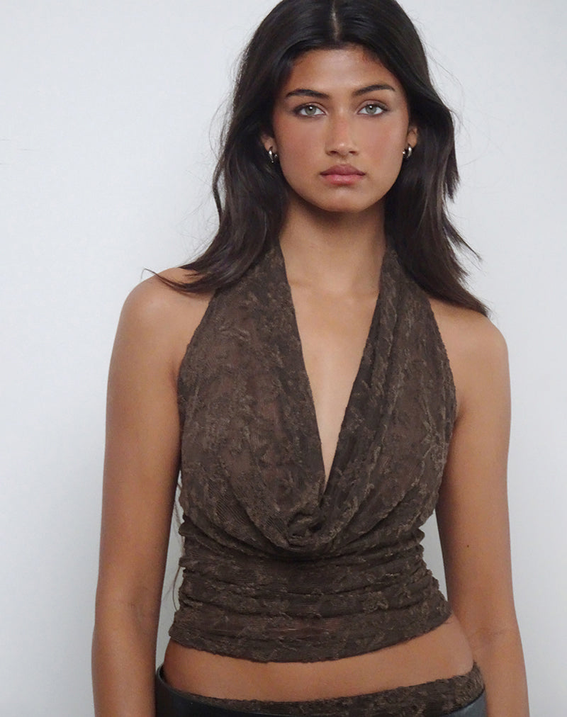 Image of Kylo Halter Top aus Jacquard-Strick Dunkelbraun