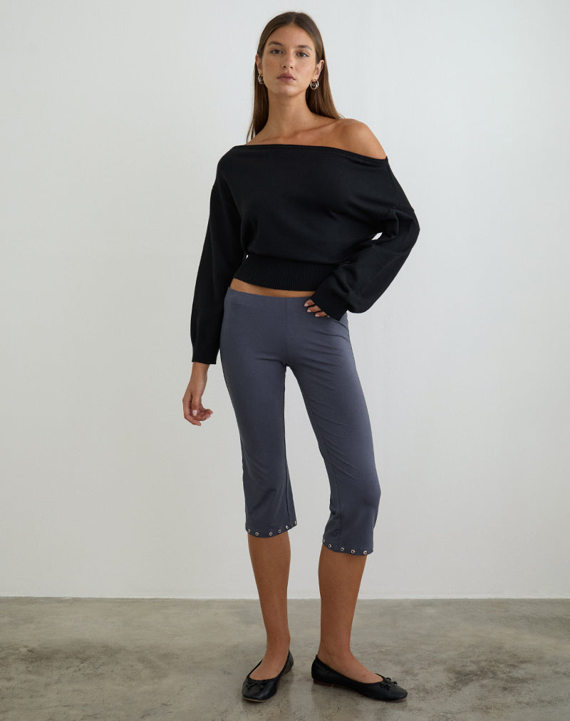 Kyogai Capri-Hose aus Jersey Ocean Storm mit Ösen