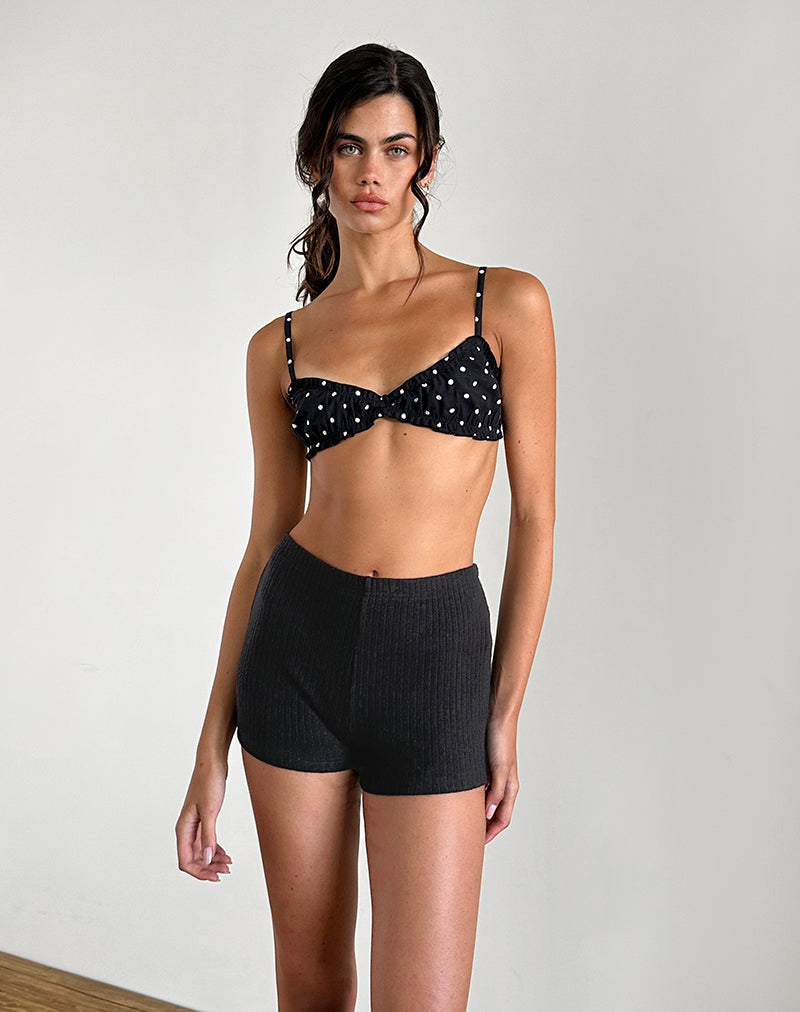 Kyomi Micro Shorts aus geripptem Schwarz