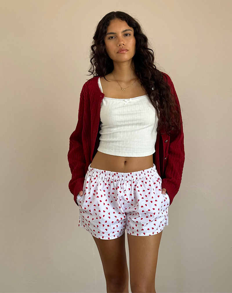 Bild von Laboxe Shorts in Weiß Rote Herzen