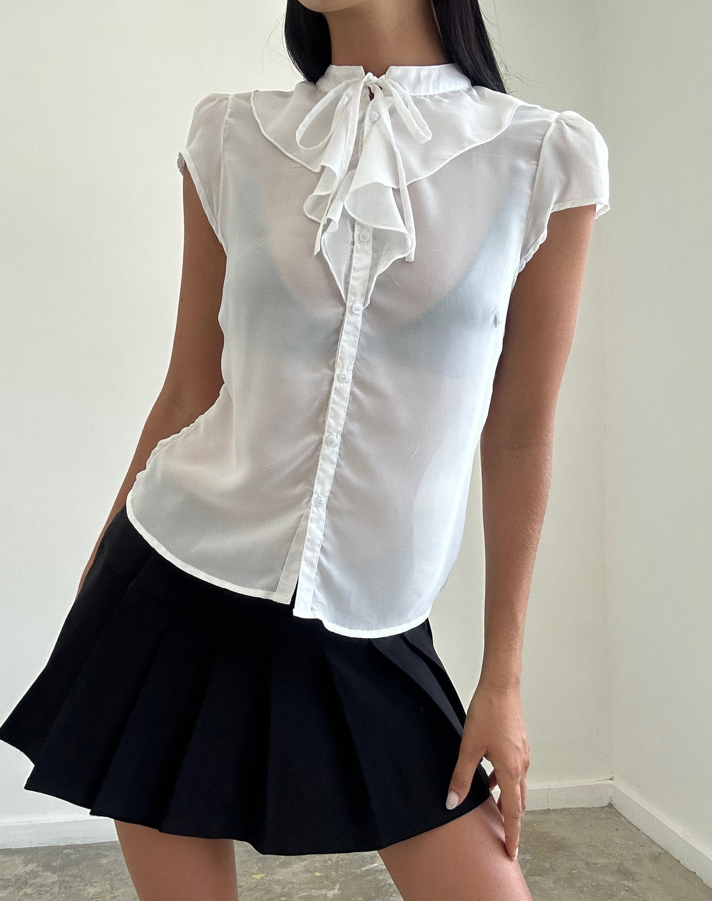 Lada Bluse aus weißem Chiffon