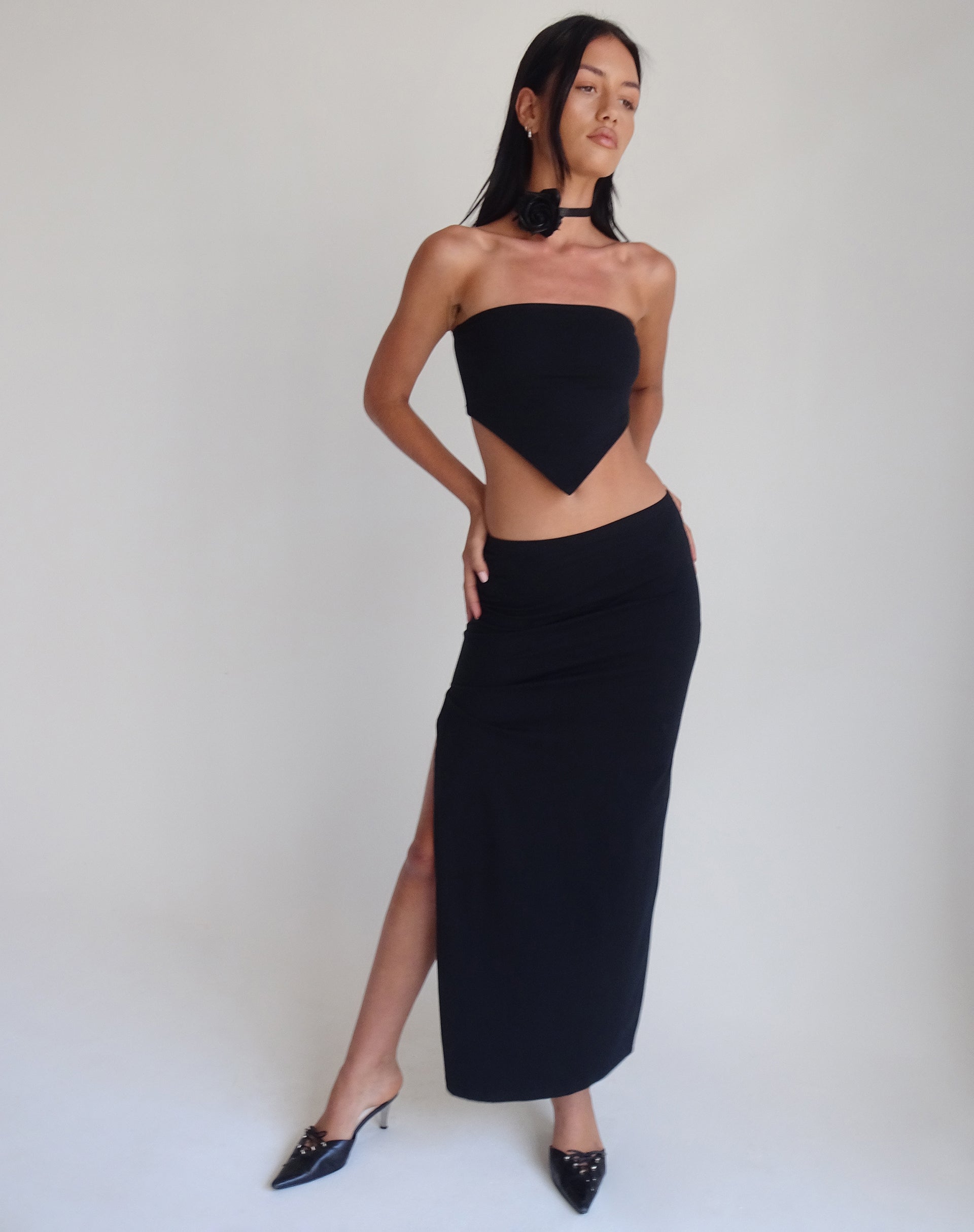 Image of Ladshe Bandeau-Top aus Lycra Schwarz