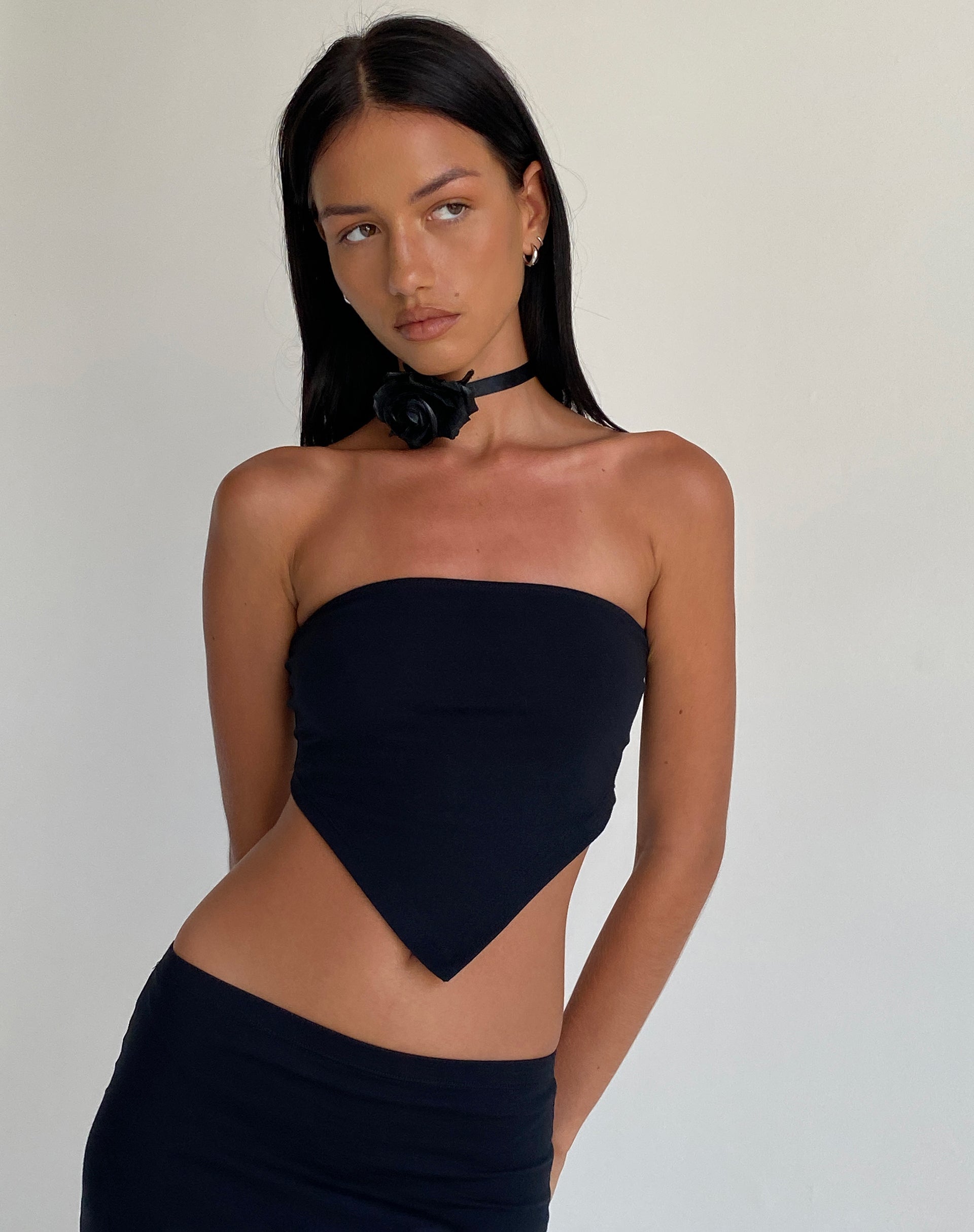 Image of Ladshe Bandeau-Top aus Lycra Schwarz