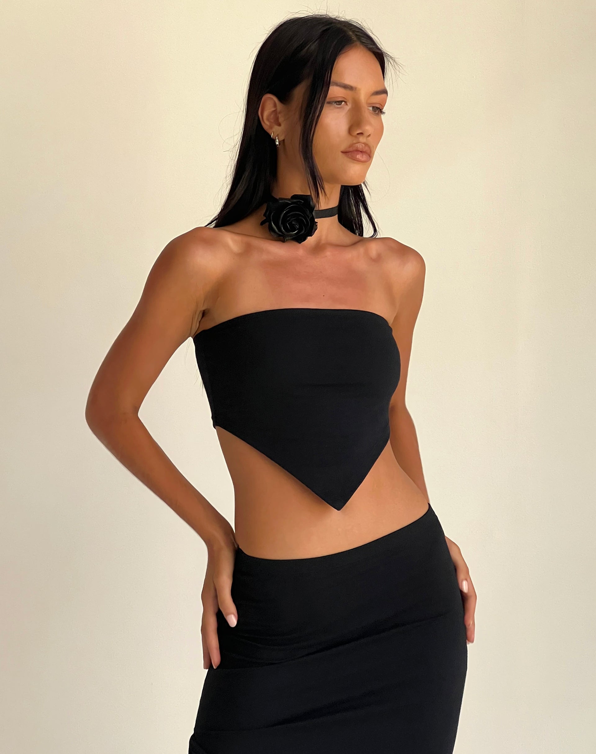 Image of Ladshe Bandeau-Top aus Lycra Schwarz