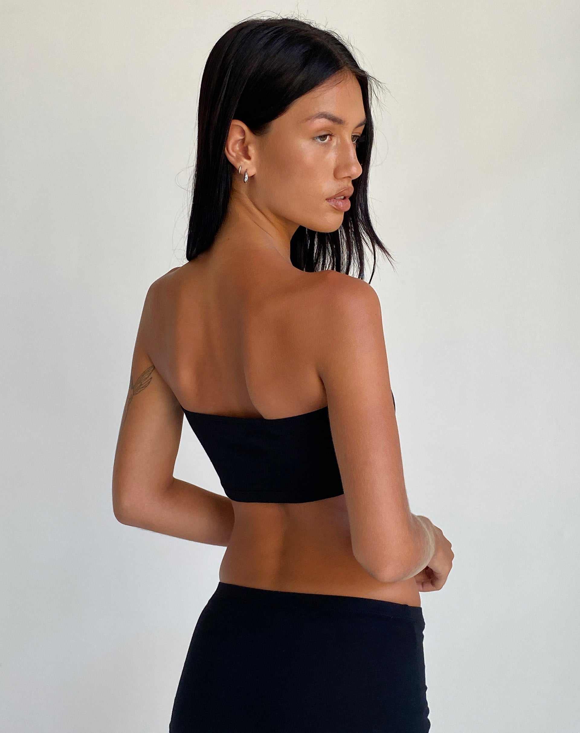 Image of Ladshe Bandeau-Top aus Lycra Schwarz