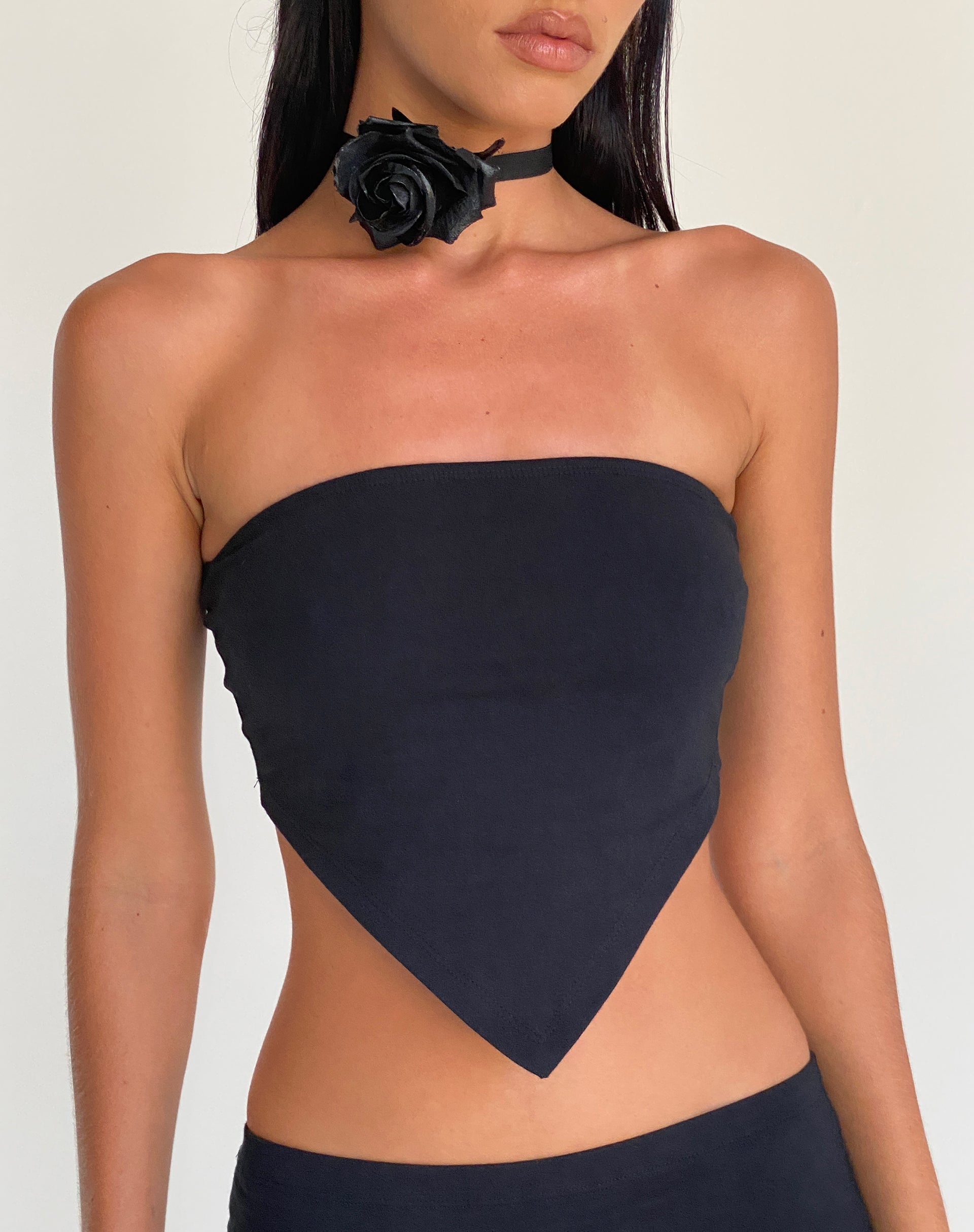 Image of Ladshe Bandeau-Top aus Lycra Schwarz