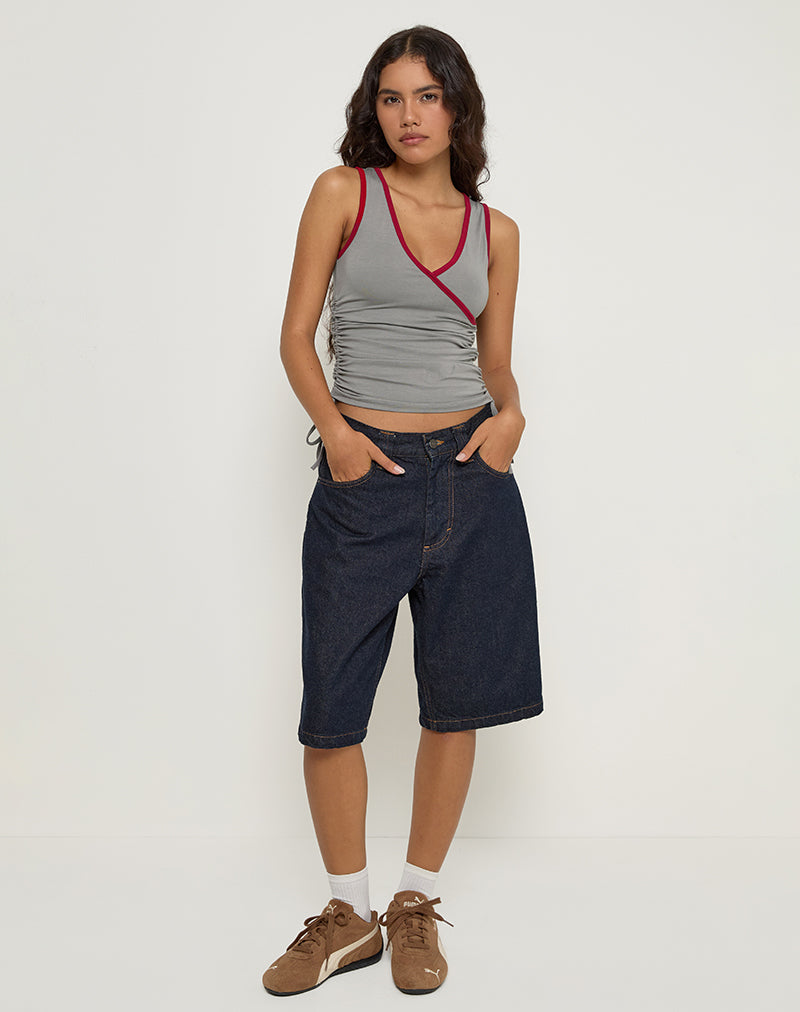 Image of Laird Wrap Top in Grau mit roter Adrenalin-Bindung