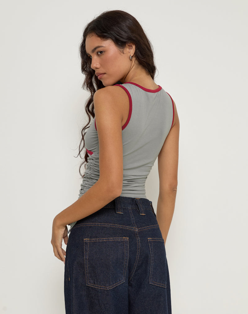 Image of Laird Wrap Top in Grau mit roter Adrenalin-Bindung