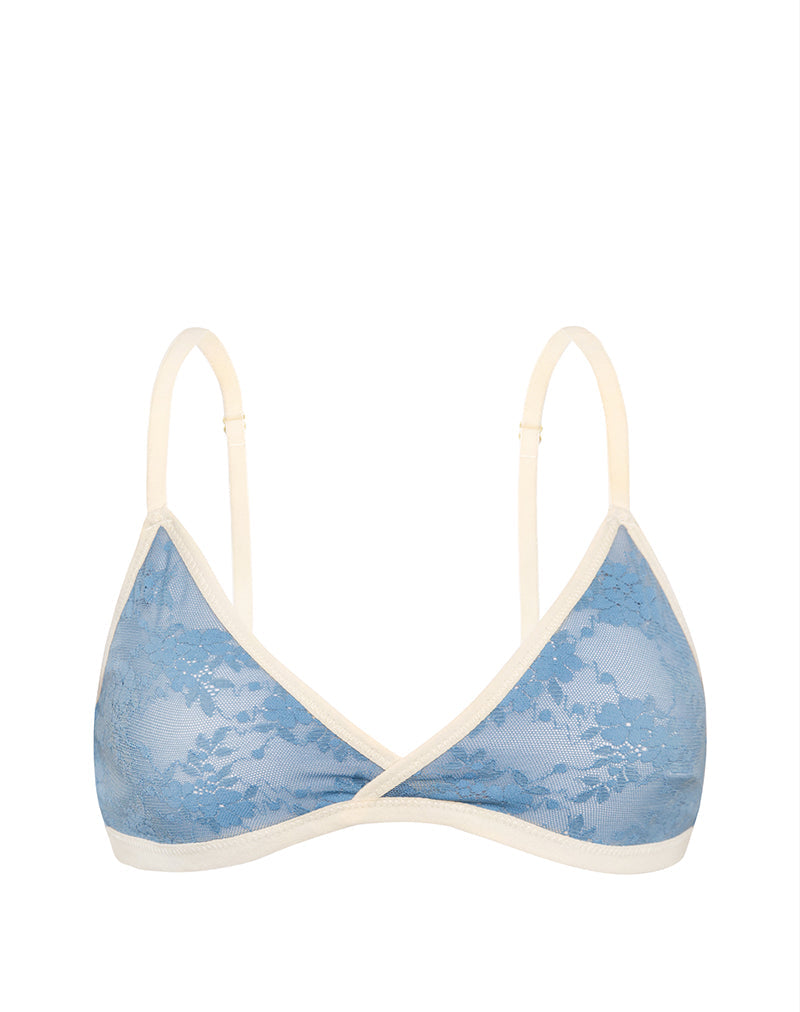 Image of Lakara BH aus blauem Mesh mit elfenbeinfarbener Bindung
