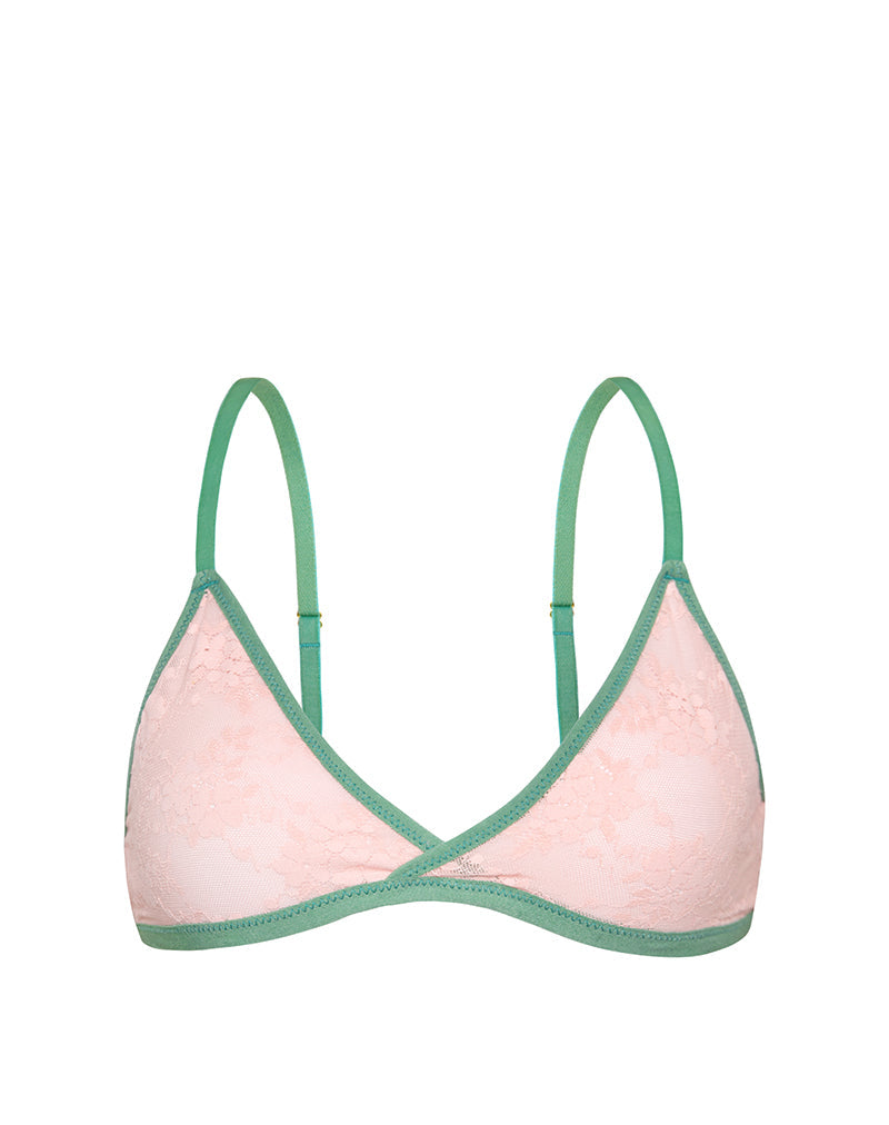 Image of Lakara BH aus rosa Mesh mit grünem Kontrastband