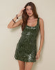 Image of Lalaurie Minikleid mit Rundhalsausschnitt aus gemischtem Paillettenstoff in Khaki