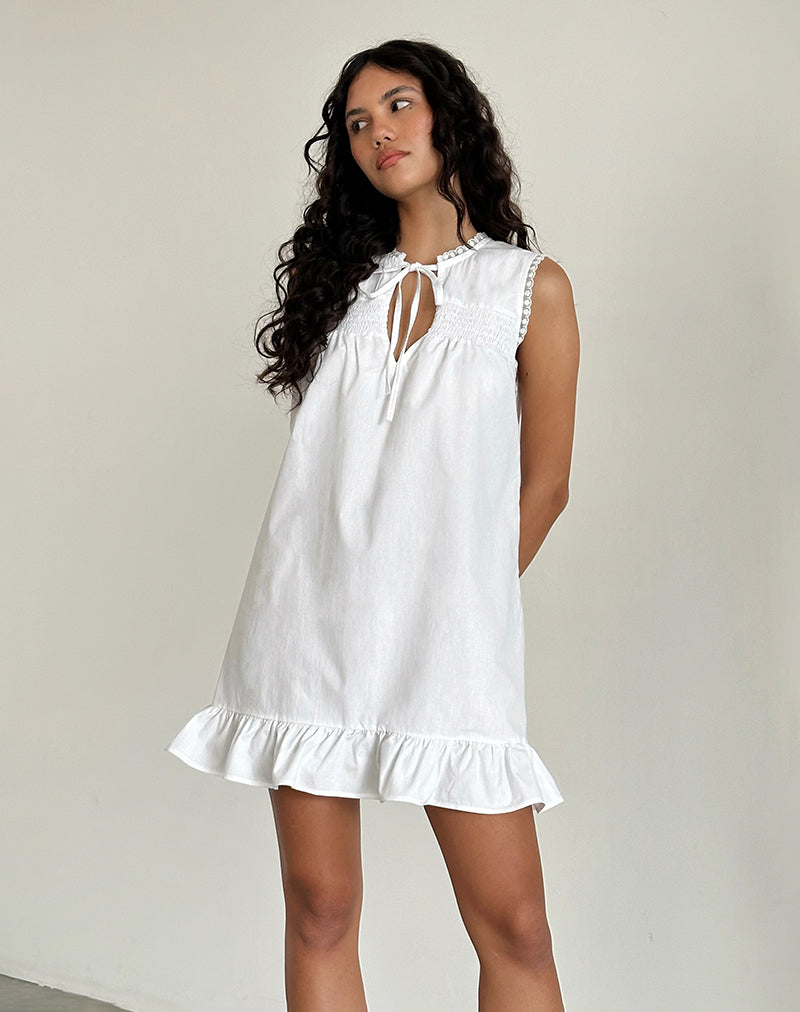 Image of Lalita Babydoll-Minikleid aus Popeline Weiß