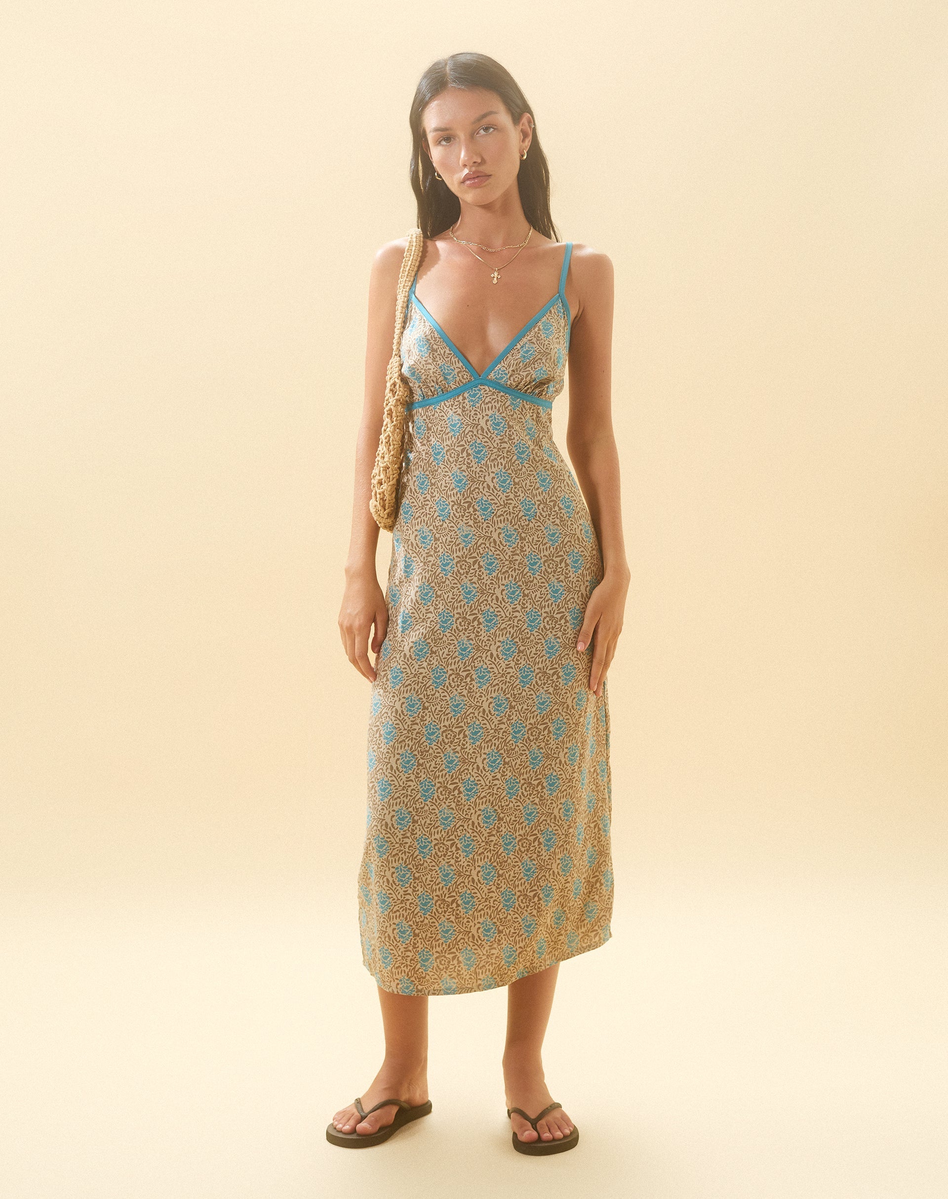 Bild von Lalu Midikleid in Bohemian Batik Blau Braun