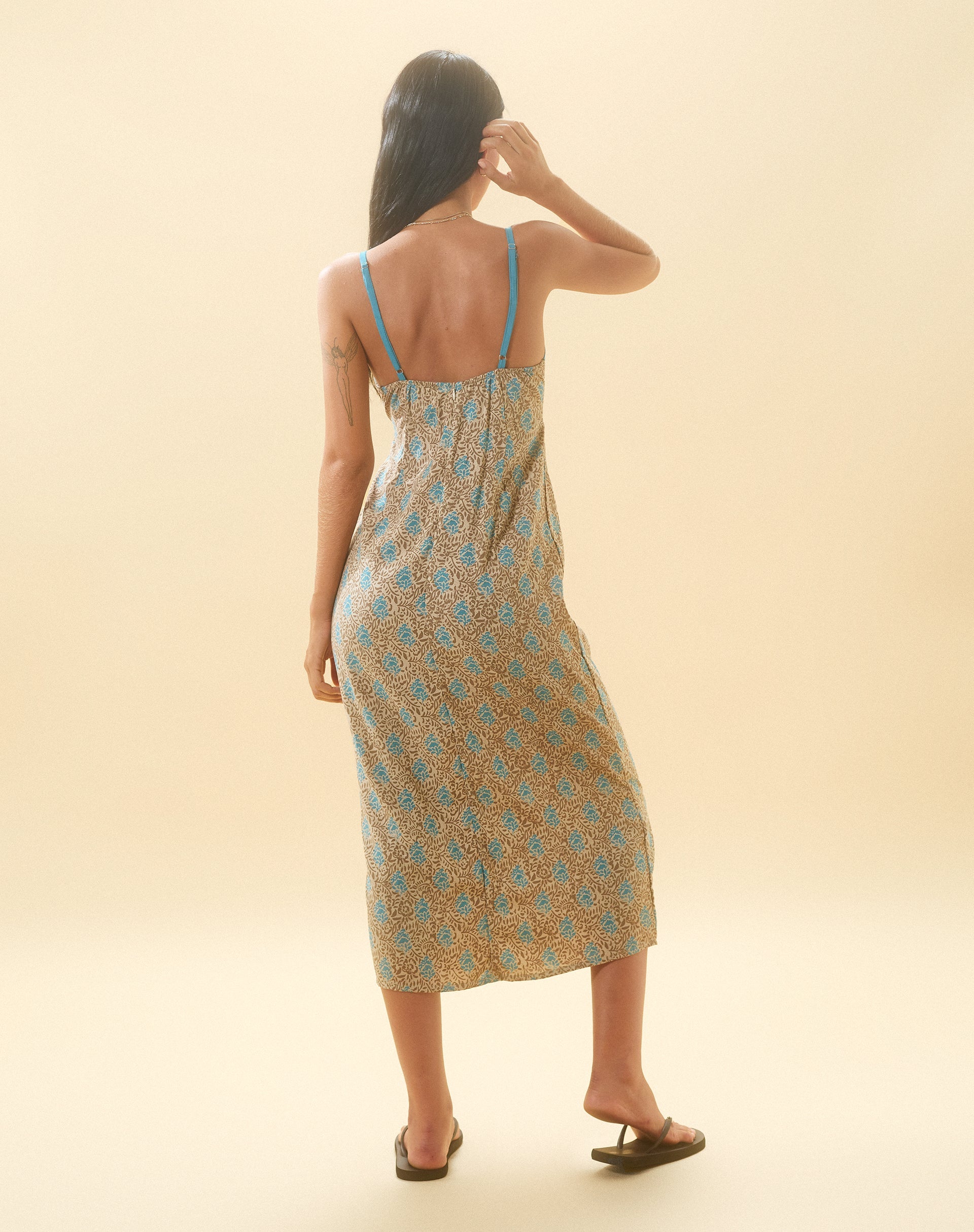 Bild von Lalu Midikleid in Bohemian Batik Blau Braun