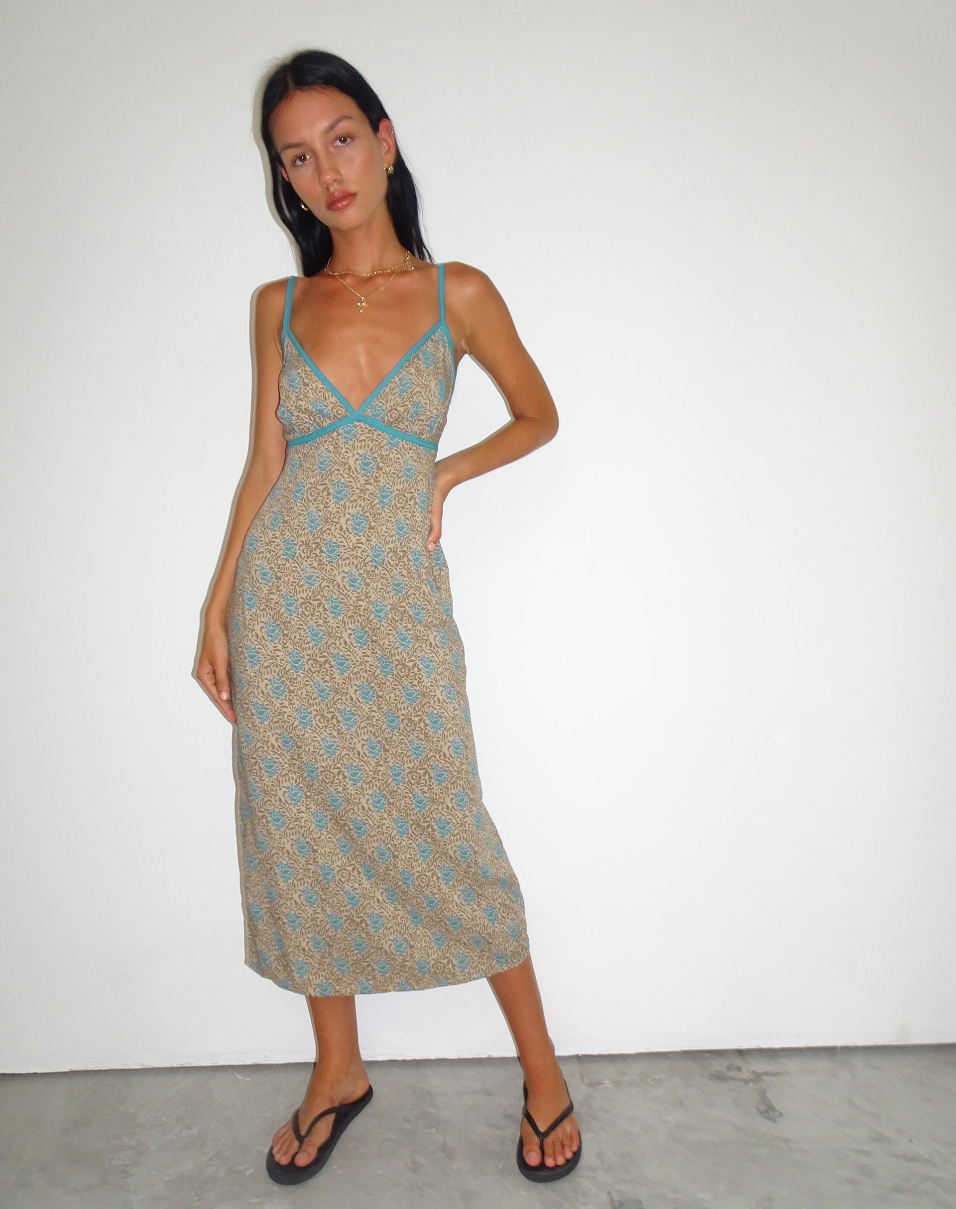 Bild von Lalu Midikleid in Bohemian Batik Blau Braun