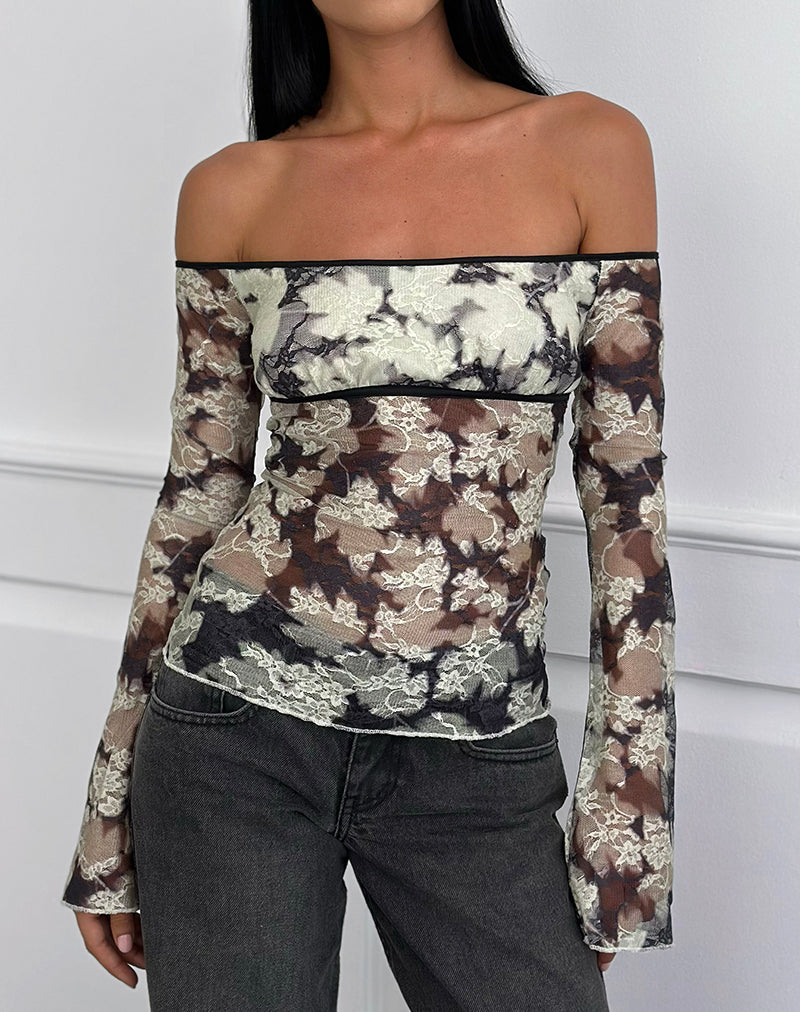 Bild von Laluna Top in Silhouette Leaf Ivory Black