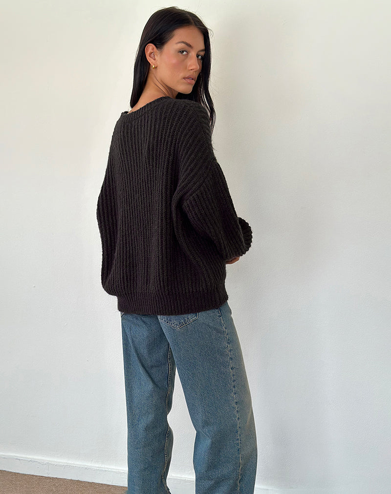 Image of Lamees Pullover aus braunem Strick mit Streifen