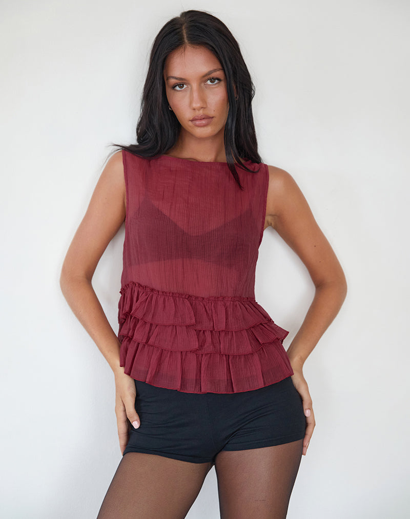 Lamina ungefütterte Bluse in Maroon
