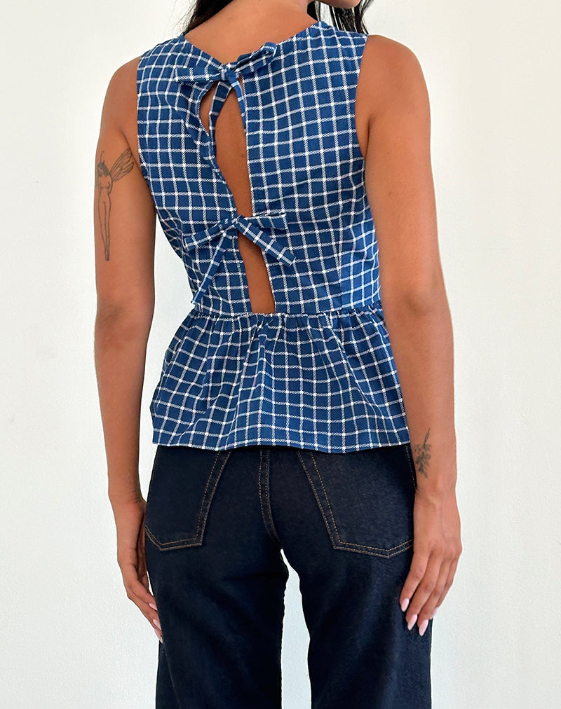 Lanzo Oberteil zum Binden aus Popeline Navy Tartan