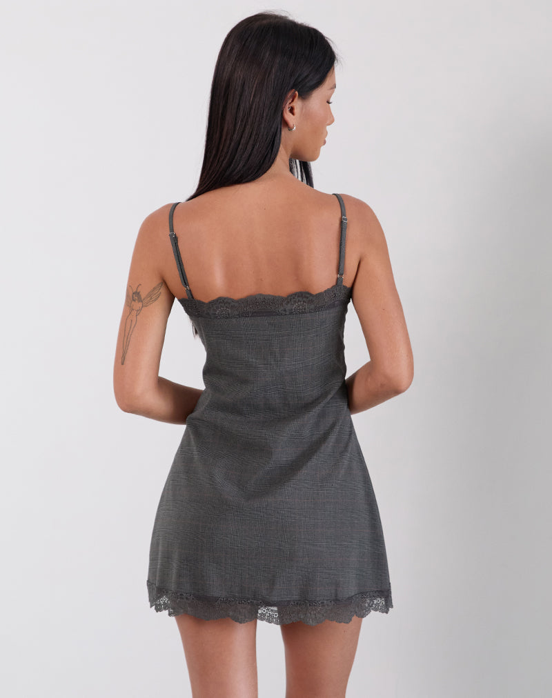 Image of Larna Minikleid in Karo-Schneiderei Grau