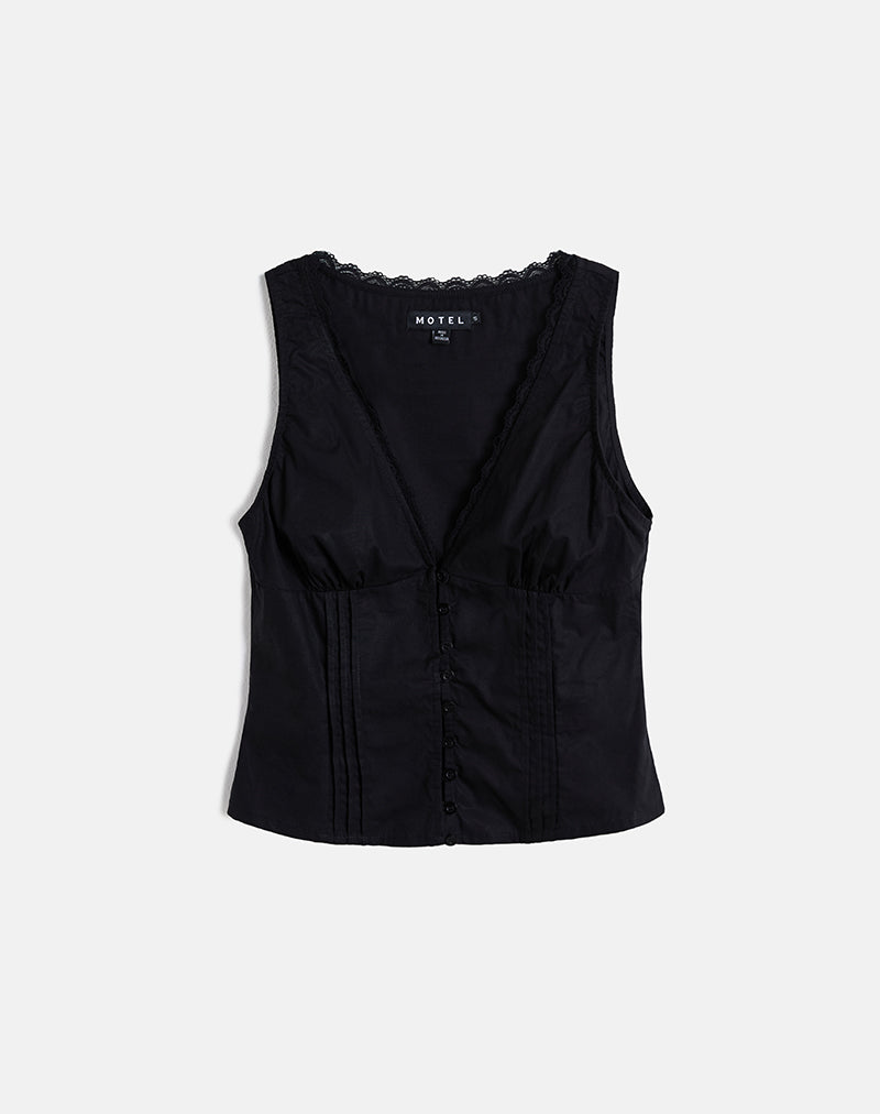 Image of Lasily V-Ausschnitt Korsett-Top in Schwarz