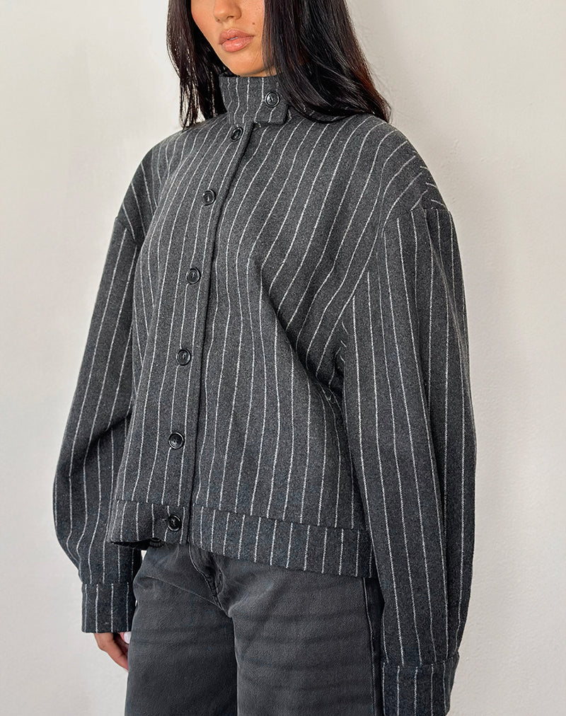 Image of Lastika Jacke in Charcoal Nadelstreifen
