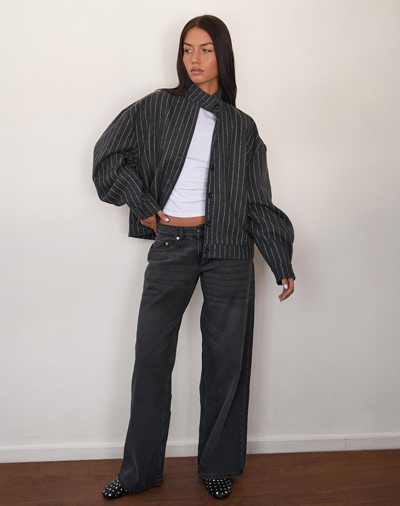Image of Lastika Jacke in Charcoal Nadelstreifen