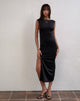 Image of Lauryn Rückenfreies Maxikleid aus transparentem schwarzem Jersey