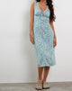 Image of Lavisha Midikleid in Flower Power Blau
