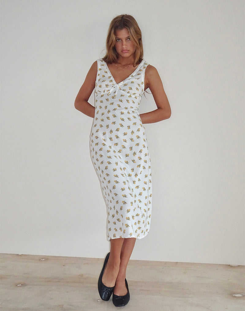Image of Lavisha Midikleid in Funshine Floral Off White