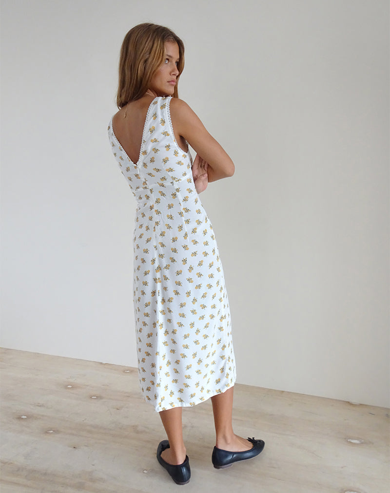 Image of Lavisha Midikleid in Funshine Floral Off White