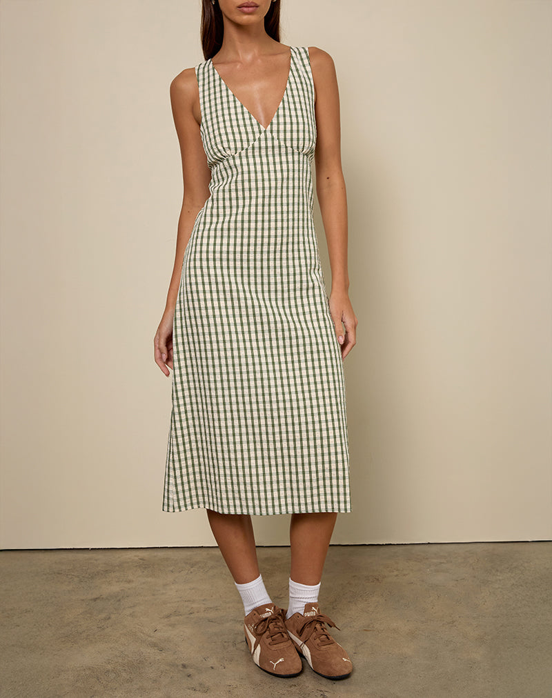 Lavisha Midikleid in grünem Karo