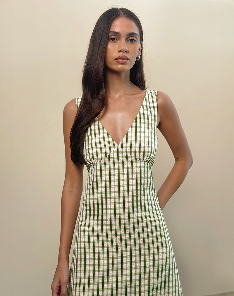 Image of Lavisha Midikleid in grünem Karo
