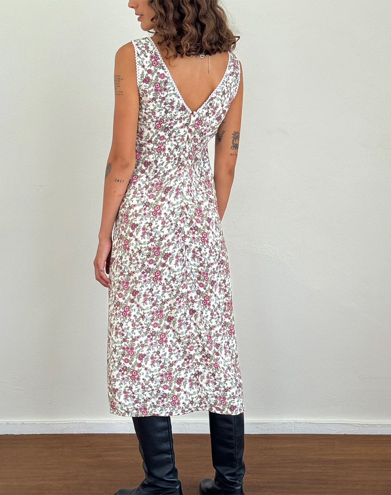 Image of Lavisha Midikleid in Vintage Bloom Elfenbein