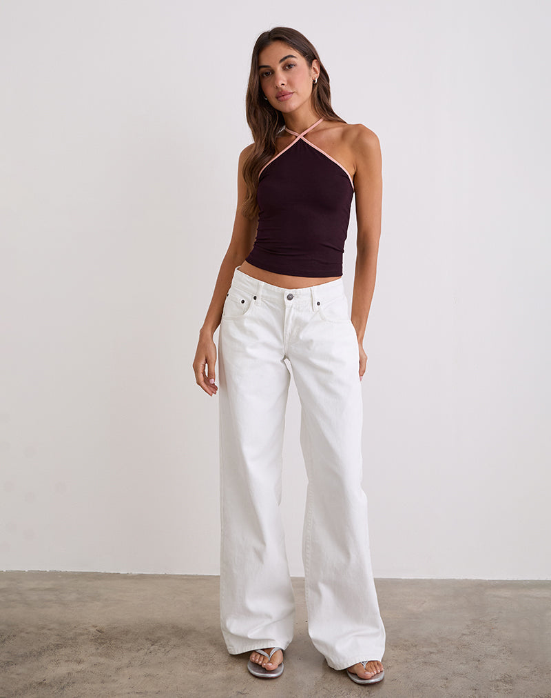 Image of Lay Neckholder-Top in Redwood mit rosa Lady-Bindung
